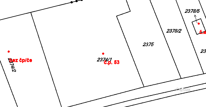 Strkov 53, Planá nad Lužnicí na parcele st. 2374/1 v KÚ Planá nad Lužnicí, Katastrální mapa