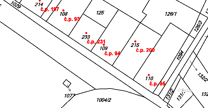Smidary 94 na parcele st. 109 v KÚ Smidary, Katastrální mapa