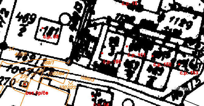 Sázava 150 na parcele st. 99/3 v KÚ Sázava u Lanškrouna, Katastrální mapa