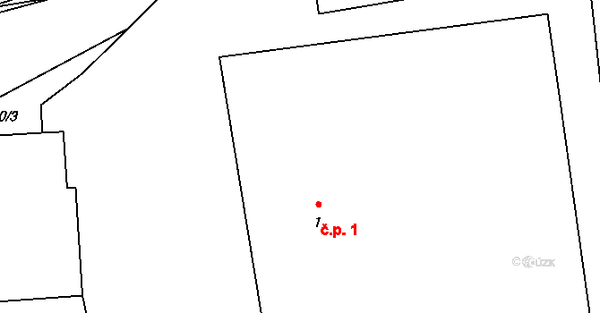 Dymokury 1 na parcele st. 1 v KÚ Dymokury, Katastrální mapa