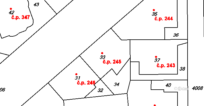 Dejvice 245, Praha na parcele st. 33 v KÚ Dejvice, Katastrální mapa