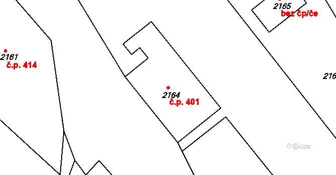 Hodkovice nad Mohelkou 401 na parcele st. 2164 v KÚ Hodkovice nad Mohelkou, Katastrální mapa
