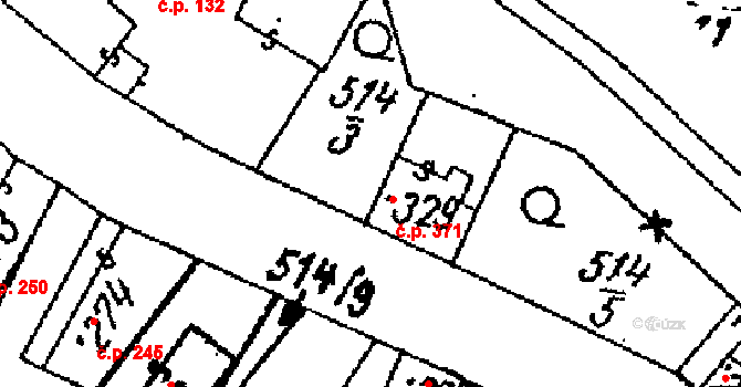 Žiželice 371 na parcele st. 329 v KÚ Žiželice nad Cidlinou, Katastrální mapa