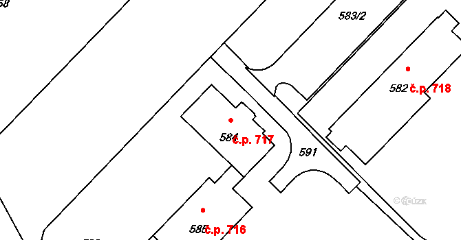 Město 717, Havířov na parcele st. 584 v KÚ Havířov-město, Katastrální mapa