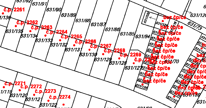 České Budějovice 5 2268, České Budějovice na parcele st. 631/129 v KÚ České Budějovice 5, Katastrální mapa
