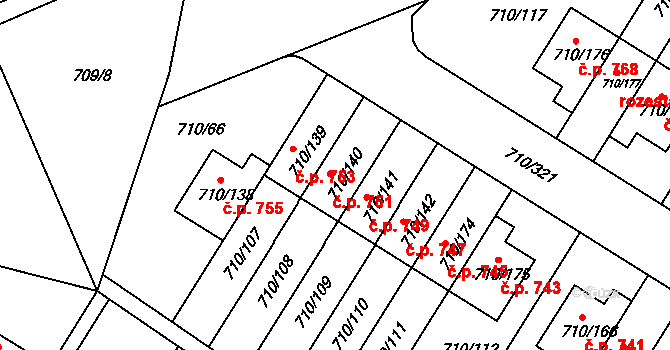 Poříčí 751, Boršov nad Vltavou na parcele st. 710/140 v KÚ Boršov nad Vltavou, Katastrální mapa