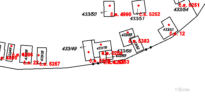 Jihlava 5255 na parcele st. 433/69 v KÚ Bedřichov u Jihlavy, Katastrální mapa