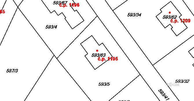 Liberec XIV-Ruprechtice 1195, Liberec na parcele st. 593/63 v KÚ Ruprechtice, Katastrální mapa