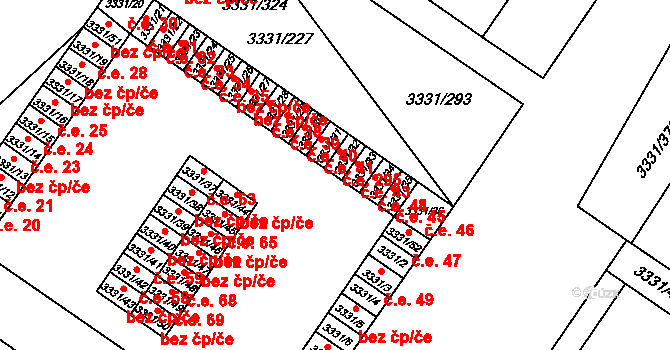 Dubňany 295 na parcele st. 3331/32 v KÚ Dubňany, Katastrální mapa