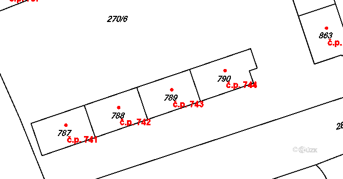 Hrabůvka 743, Ostrava na parcele st. 789 v KÚ Hrabůvka, Katastrální mapa