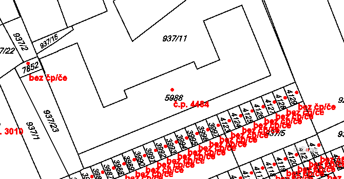 Kroměříž 4484 na parcele st. 5988 v KÚ Kroměříž, Katastrální mapa