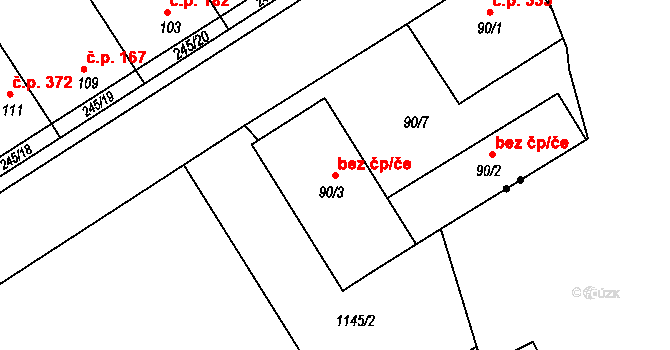 Uherský Brod 41296915 na parcele st. 90/3 v KÚ Těšov, Katastrální mapa