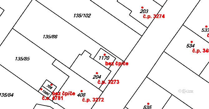 Jihlava 41568915 na parcele st. 1170 v KÚ Bedřichov u Jihlavy, Katastrální mapa
