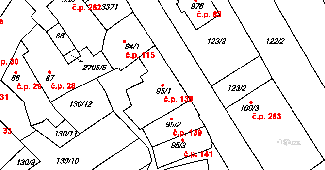 Zlechov 138 na parcele st. 95/1 v KÚ Zlechov, Katastrální mapa