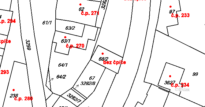 Kamenice nad Lipou 49102915 na parcele st. 68/2 v KÚ Kamenice nad Lipou, Katastrální mapa