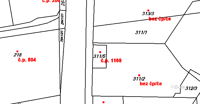 Oslavany 1168 na parcele st. 311/5 v KÚ Oslavany, Katastrální mapa
