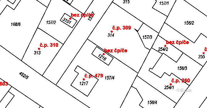 Neratovice 49542915 na parcele st. 1216 v KÚ Neratovice, Katastrální mapa