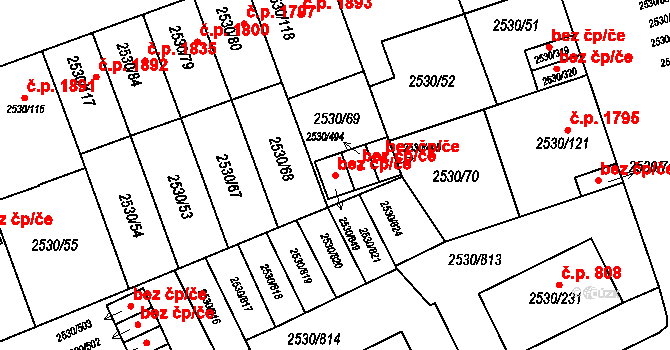 Opava 50160915 na parcele st. 2530/649 v KÚ Opava-Předměstí, Katastrální mapa
