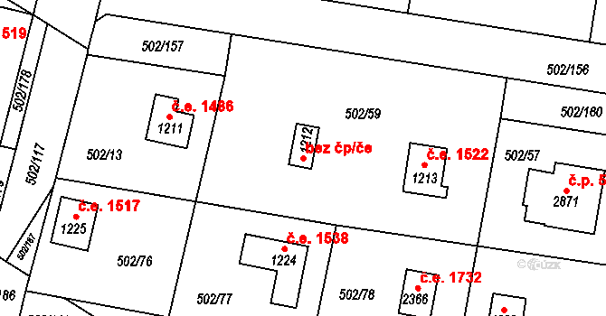 Hradištko 6252915 na parcele st. 1212 v KÚ Hradištko pod Medníkem, Katastrální mapa