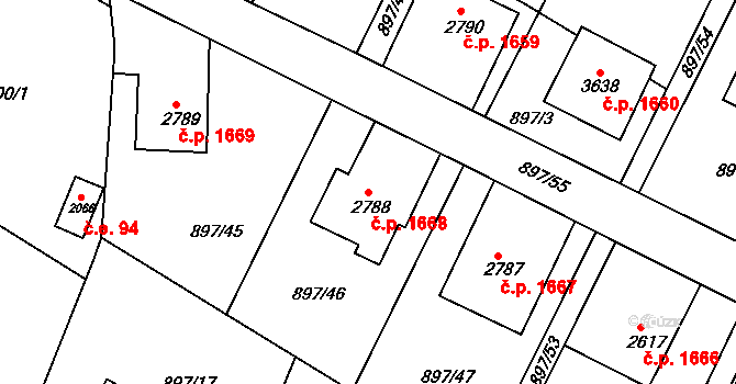 Náchod 1668 na parcele st. 2788 v KÚ Náchod, Katastrální mapa