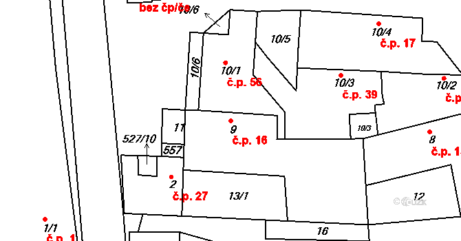 Volenice 16, Počedělice na parcele st. 9 v KÚ Volenice u Počedělic, Katastrální mapa
