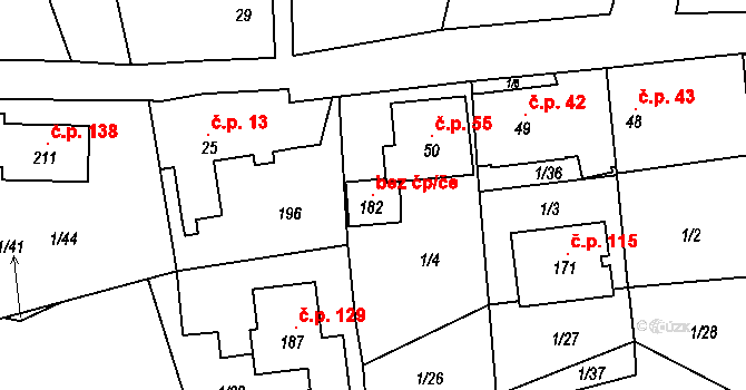Máslovice 96945915 na parcele st. 182 v KÚ Máslovice, Katastrální mapa