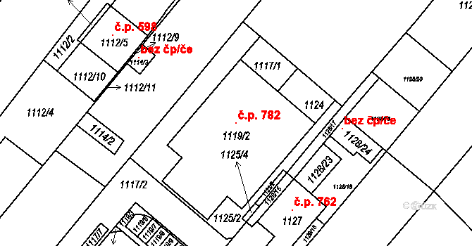 Troubsko 782 na parcele st. 1119/2 v KÚ Troubsko, Katastrální mapa