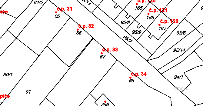 Količín 33, Holešov na parcele st. 67 v KÚ Količín, Katastrální mapa