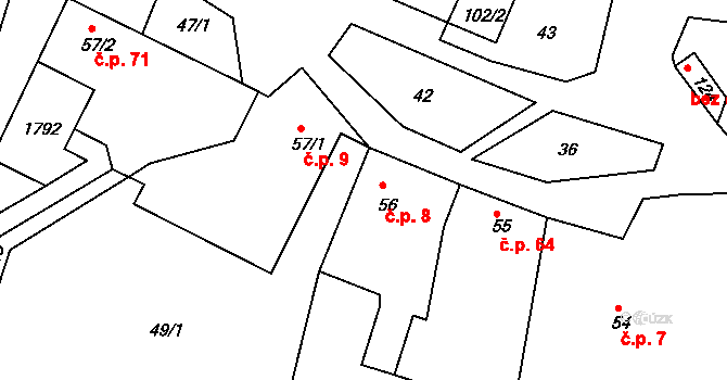 Ludmírov 8 na parcele st. 56 v KÚ Ludmírov, Katastrální mapa