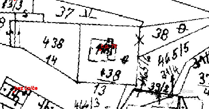 Hobšovice 78 na parcele st. 118 v KÚ Hobšovice, Katastrální mapa