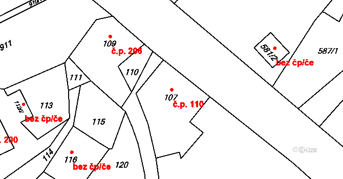 Janovice 110, Rýmařov na parcele st. 107 v KÚ Janušov, Katastrální mapa