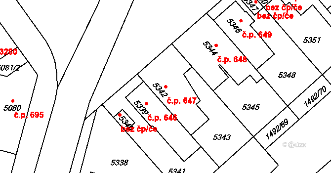 Kročehlavy 647, Kladno na parcele st. 5342 v KÚ Kročehlavy, Katastrální mapa