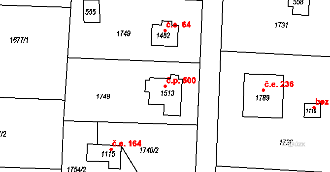 Čerčany 500 na parcele st. 1513 v KÚ Čerčany, Katastrální mapa