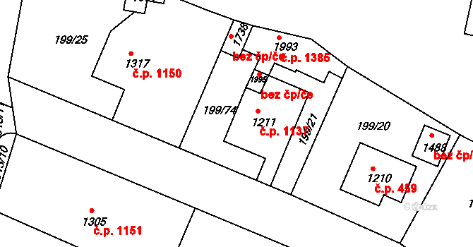Český Brod 1137 na parcele st. 1211 v KÚ Český Brod, Katastrální mapa