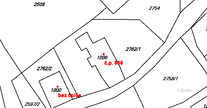 Lomnice nad Popelkou 838 na parcele st. 1006 v KÚ Lomnice nad Popelkou, Katastrální mapa