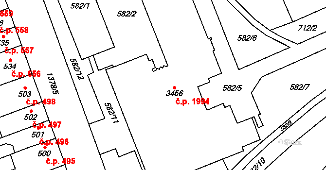 Blansko 1994 na parcele st. 3456 v KÚ Blansko, Katastrální mapa
