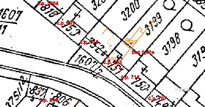Lanžhot 703 na parcele st. 752/1 v KÚ Lanžhot, Katastrální mapa