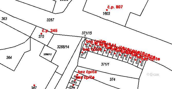 Mikulov 161,493 na parcele st. 371/2 v KÚ Mikulov na Moravě, Katastrální mapa