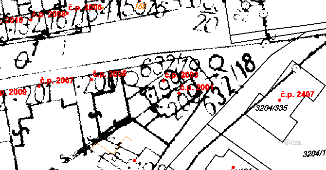 Podlusky 2003, Roudnice nad Labem na parcele st. 199 v KÚ Podlusky, Katastrální mapa
