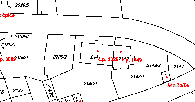 Ústí nad Labem-centrum 2028, Ústí nad Labem na parcele st. 2141 v KÚ Ústí nad Labem, Katastrální mapa