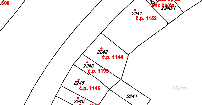 Teplice 1144 na parcele st. 2242 v KÚ Teplice, Katastrální mapa