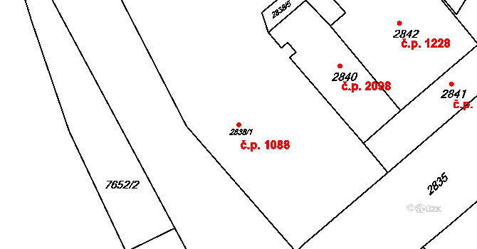 Frýdek 1088, Frýdek-Místek na parcele st. 2838/1 v KÚ Frýdek, Katastrální mapa