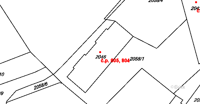Jablunkov 805 na parcele st. 2046 v KÚ Jablunkov, Katastrální mapa