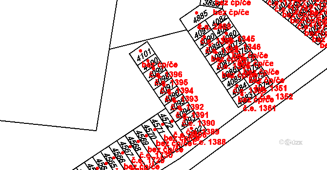 Cheb 1393 na parcele st. 4097 v KÚ Cheb, Katastrální mapa