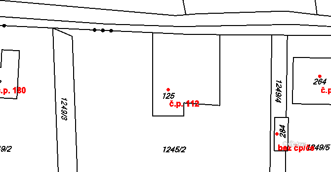 Pičín 112 na parcele st. 125 v KÚ Pičín, Katastrální mapa