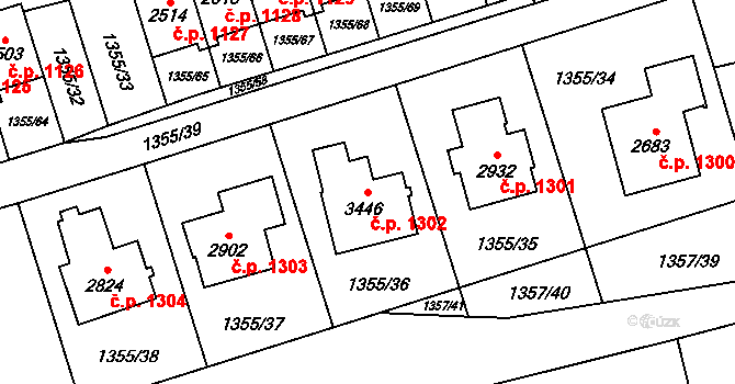 Vrchlabí 1302 na parcele st. 3446 v KÚ Vrchlabí, Katastrální mapa