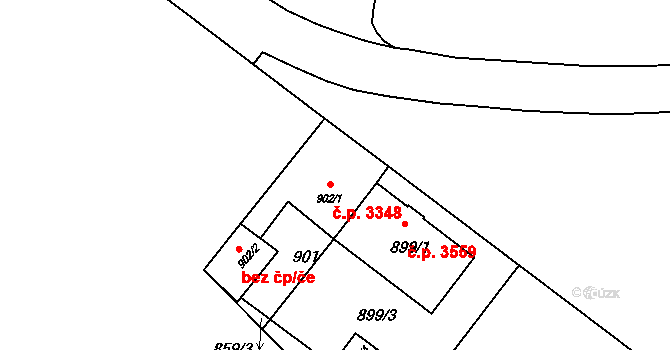Chomutov 3348 na parcele st. 902/1 v KÚ Chomutov II, Katastrální mapa