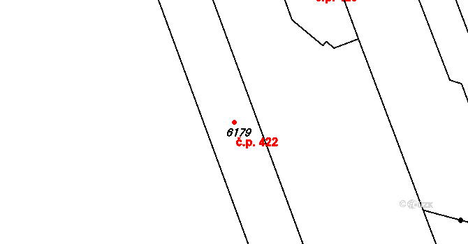 Liberec III-Jeřáb 422, Liberec na parcele st. 6179 v KÚ Liberec, Katastrální mapa