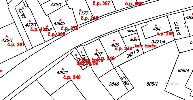 Česká Třebová 248 na parcele st. 487 v KÚ Česká Třebová, Katastrální mapa