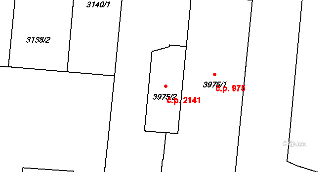Zábřeh 2141 na parcele st. 3975/2 v KÚ Zábřeh na Moravě, Katastrální mapa
